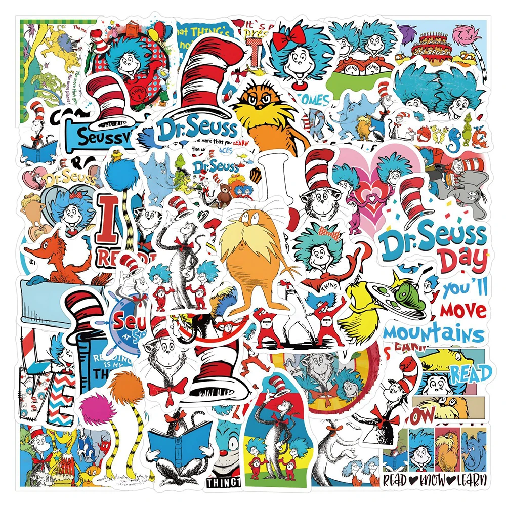 10/30/60pcs Dr Seuss Merry Christmas Graffiti Stickers for Diary Phone Case Water Bottle Cartoon Decal Waterproof Sticker Decor