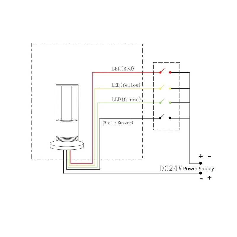 Aluminum Alloy 3Colours in 1 Tool Machine Warning Light One Layer 24V Steady Flashing Alarm Causion Lamp Screw Mount with Buzzer