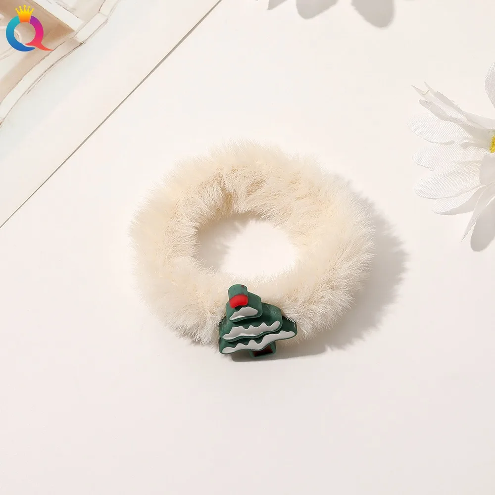 Christmas Scrunchie Santa Claus Snowman Elk Hair Band Winter Warm Soft Hair Tie Party Christmas Hair Accessories Gifts