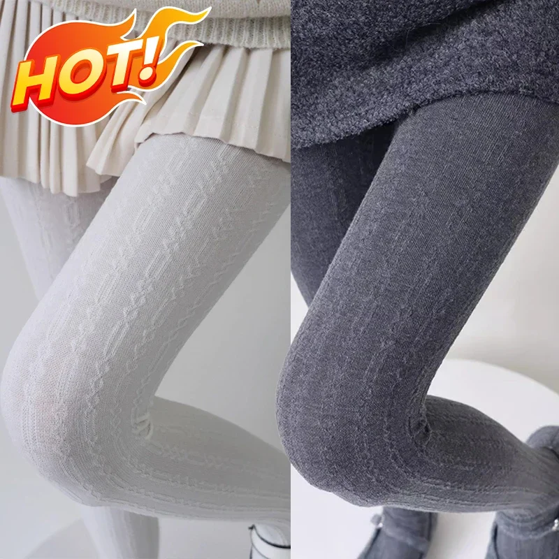 

5colors Vertical Striped Tights Lolita JK Style Women Retro Knitted Leggings Thermal Slimming Pantyhose Trendy Stocking Leggings