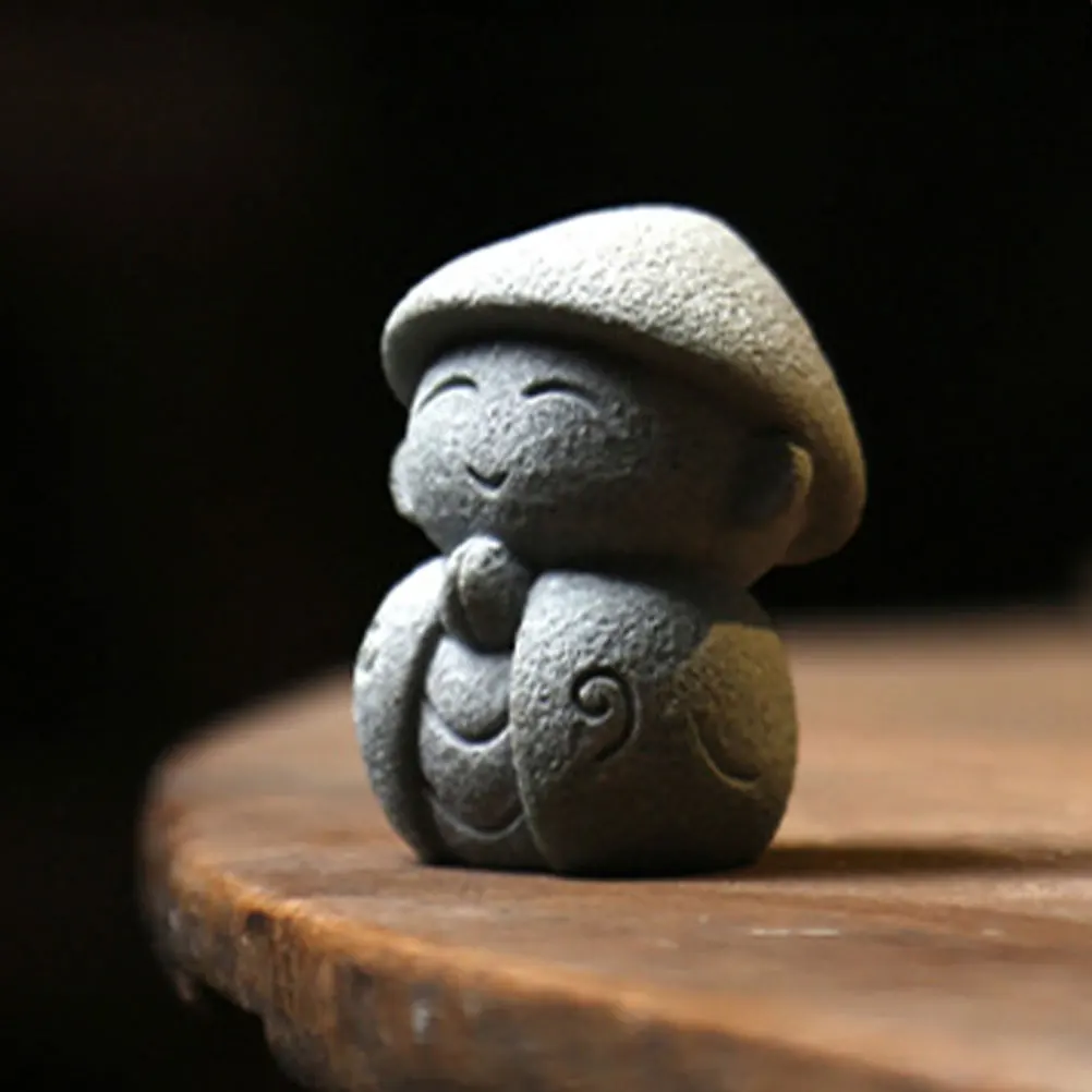 

2 Pcs Small Buddha Decoration Ornaments Shaped Figurines Statuette for The Home Imitation Bluestone Sculpture Baby