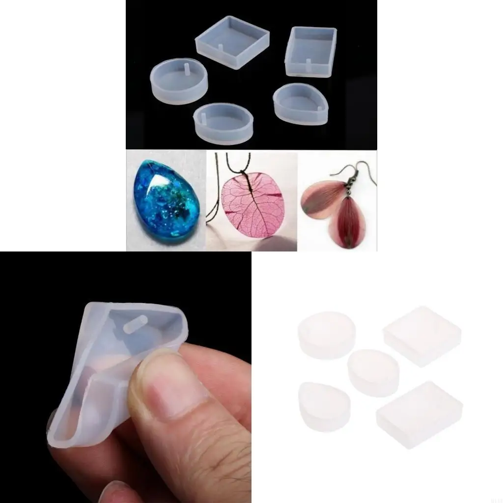 91AF Silicone Mold 5pcs/set Necklace Charm Pendant Handmade Crafts Making Tools