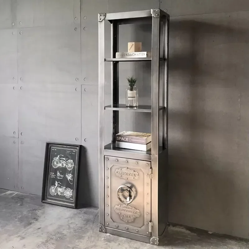 

Decorative Industrial Design 4 Tier Metal Shelf Wooden Bookcase Iron Frame With Ladder Book Shelf