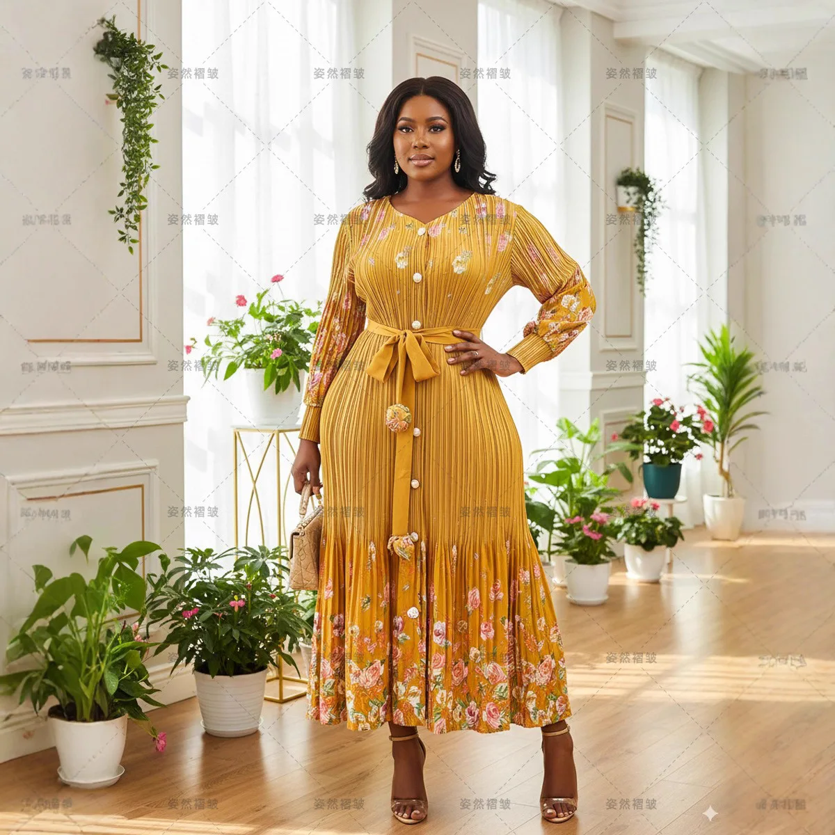 

Muslim Women Abaya Dresses Eid Print Cardigan Lace Up Single Breasted Ramadan Dubai Long Robe Morocco Kaftan Vestidos Jalabiya