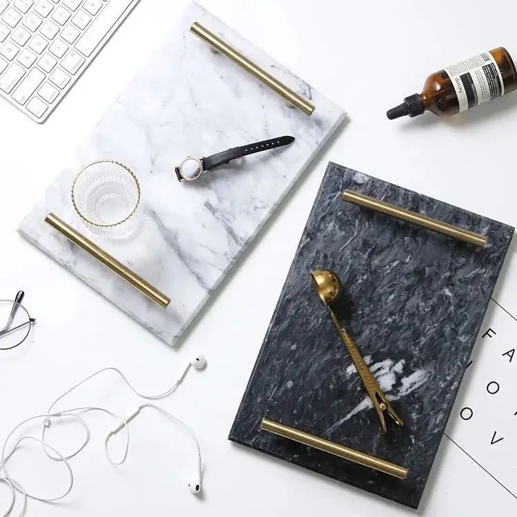 Natural marble tray storage board Cosmetics storage tray Jewelry home improvement display tray