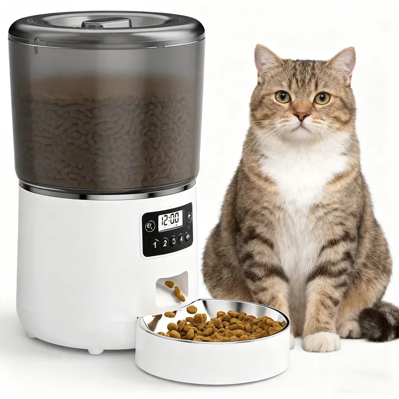 Hot Selling App-Controlled Camera-Enabled Durable Lightweight Eco-Friendly Automatic Plastic Feeder for Cats Dogs