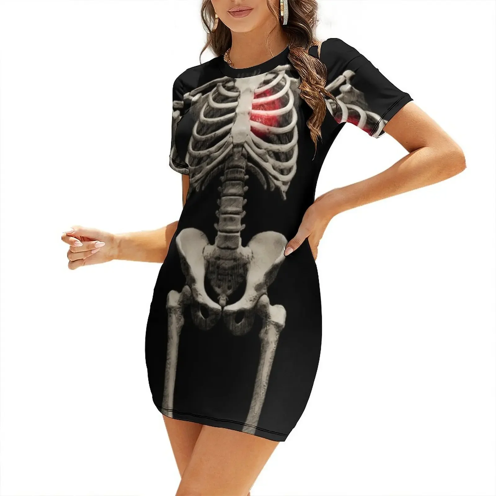 

Skeleton Love (Halloween) Short-Sleeved Dress elegant dresses for women dress for women Female dress korean style