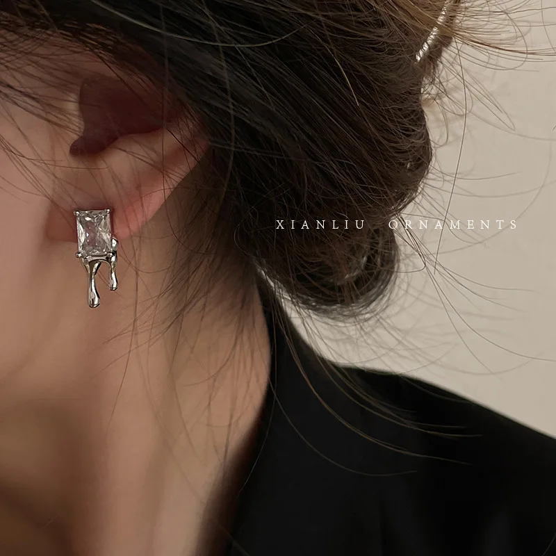 Sexy Lava Square Zircon Stud Earrings For Women Girl Luxury New Fashion Vintage Ear Jewelry Party Gift pendientes mujer
