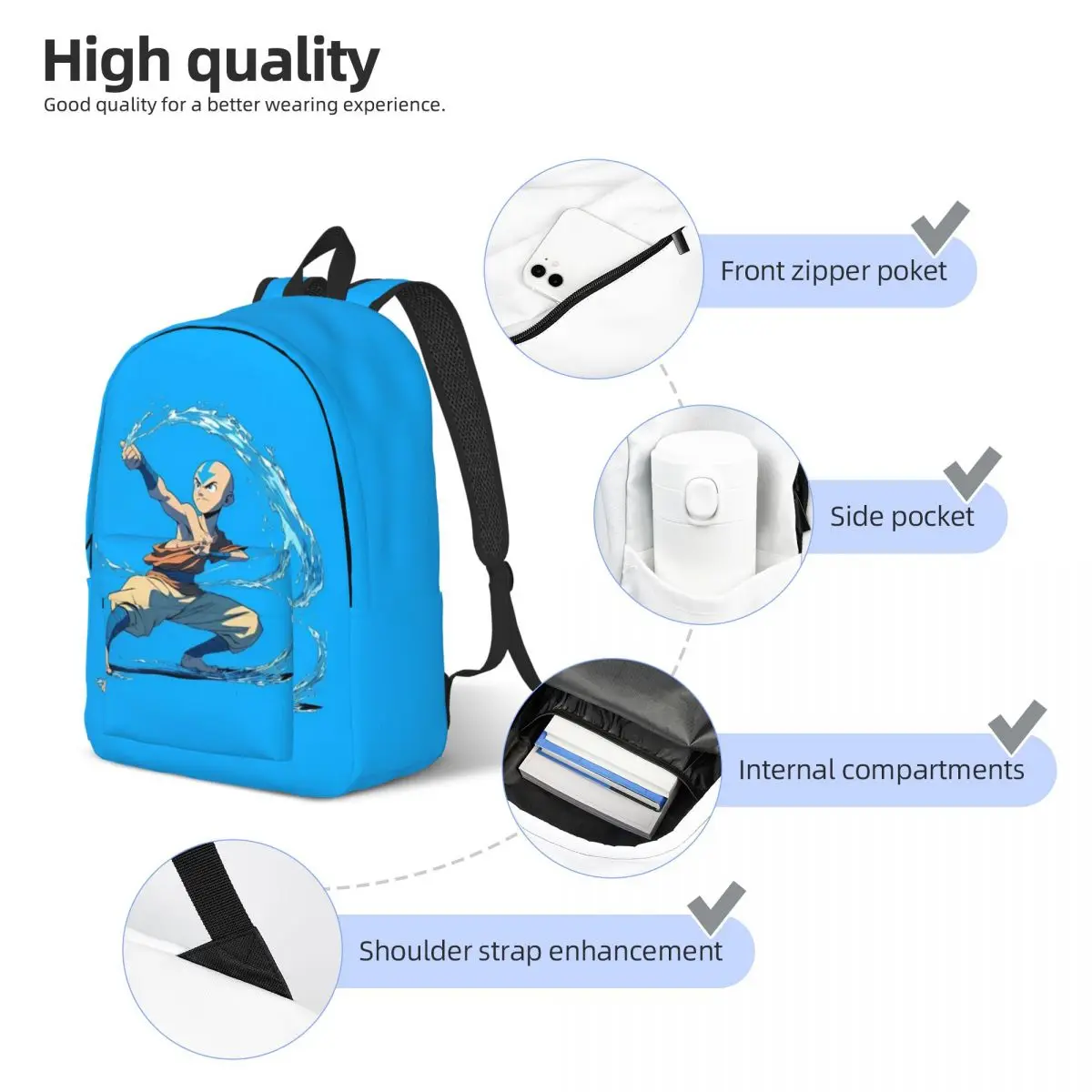 Zaino Avatar leggendario per studenti della scuola primaria in età prescolare Avatar l'ultimo Bookbag Airbender Boy Girl Kids Daypack Outdoor