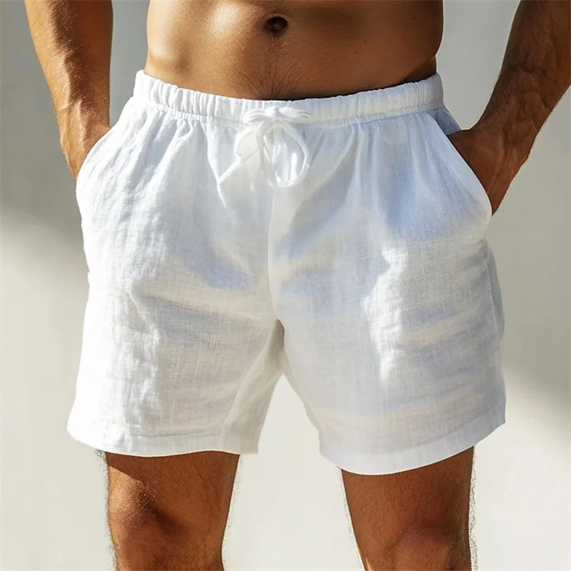 Men's summer pure cotton high-quality beach casual solid color breathable outdoor three-point shorts 2031