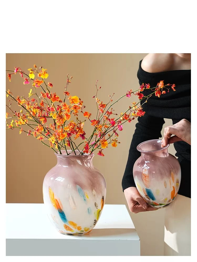 Vase color French gradual change glazed flower arrangement decorative ornament
