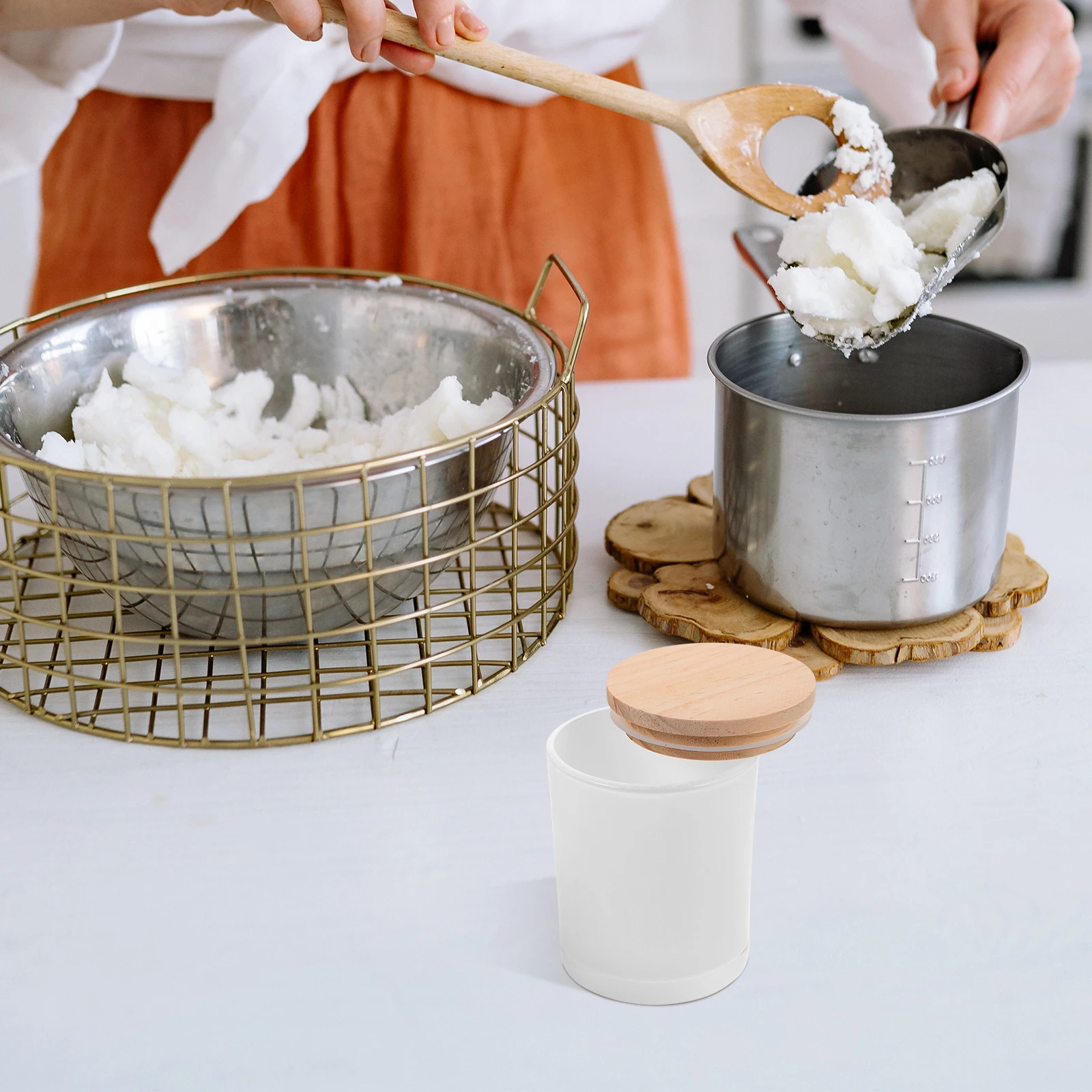 

1pcs Glass Jar With Wooden Lid Empty For Diy Soy Candles Aromatherapy Decor Tea Light Holder Small Holders Bulk