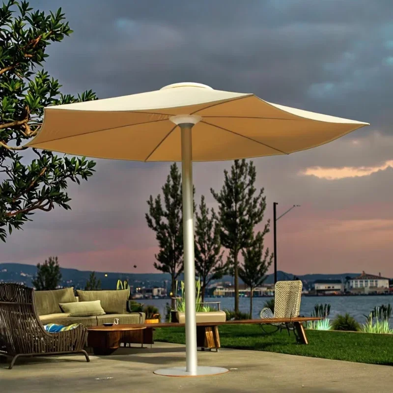 Aluminum Sun Umbrella Retractable Modern Design Outdoor Garden Light Cafe Restaurant