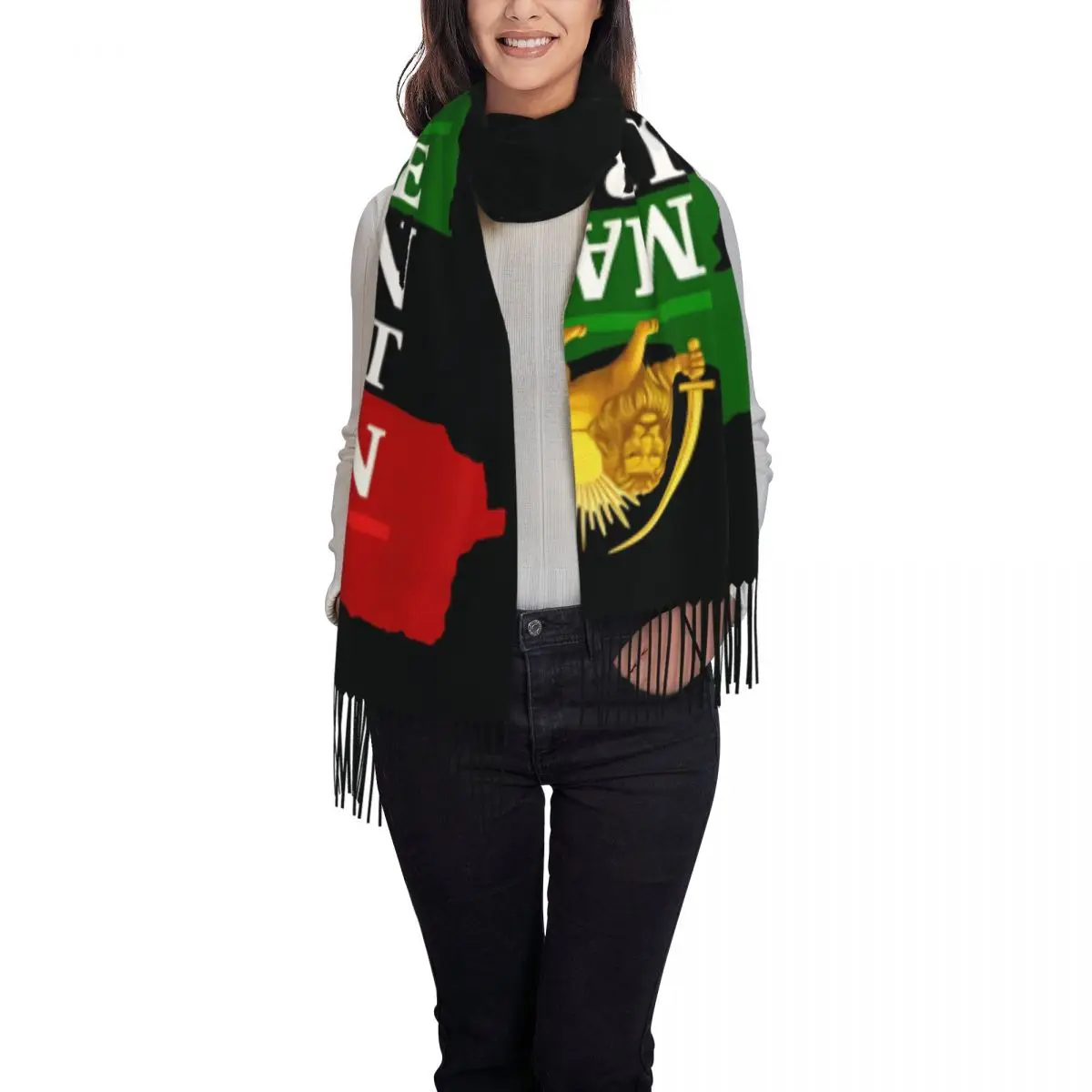 Make Iran Great Again MIGA Scarf Outdoor Shawls and Wraps with Long Tassel Female Luxury 2024 Headwear Scarves Autumn Bandana