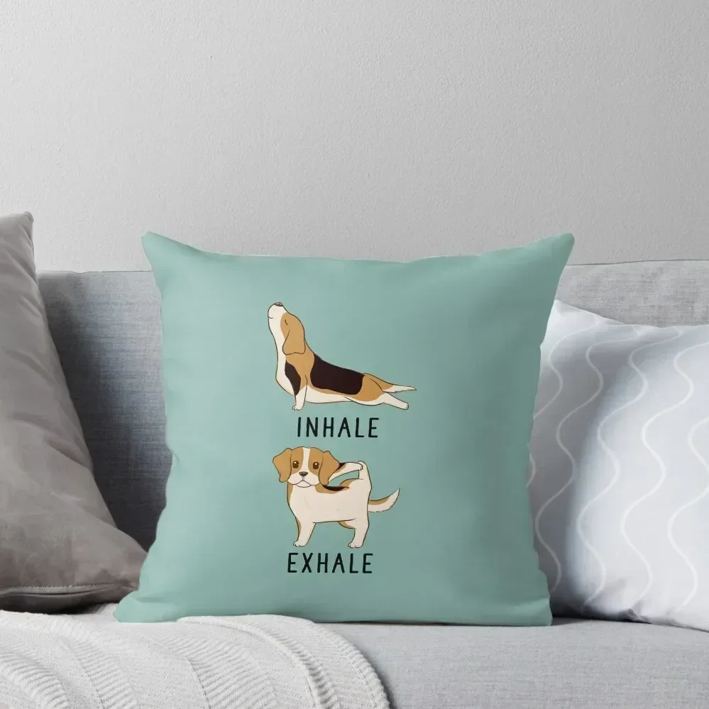 

Inhale Exhale Beagle Yoga Throw Pillow Cusions Cover luxury decor Sofa Decorative Covers Decorative Sofa Cushions pillow