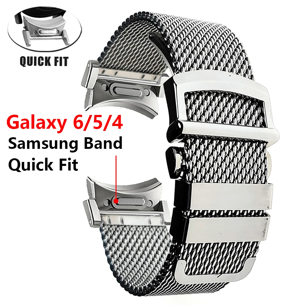 

NO Gaps Stainless Steel Strap for Galaxy Watch 4/6 Classic 47mm 43mm 42mm 46mm 5 Pro Quick Fit Milanese for Galaxy 4/5/6 40 44mm