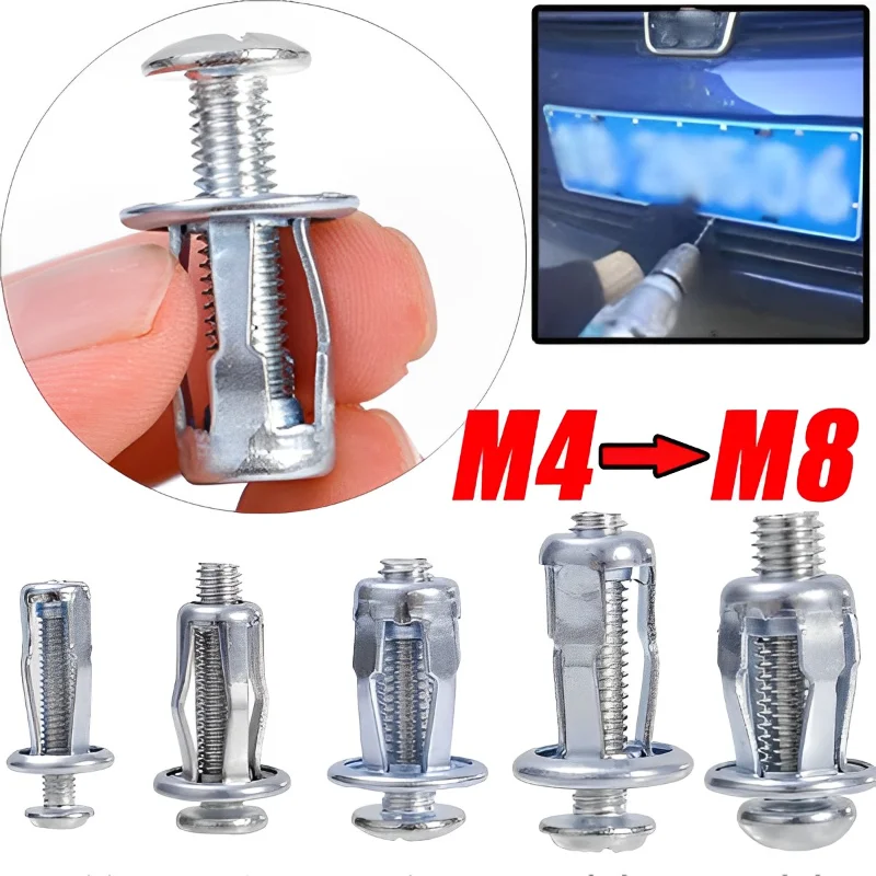 4PCS M4 M5 M6 M8 Petal Rivet Lock Nuts with Screw Fixed License Plate for Car Vehicle Screw Iron Skin Metal Screw Jack Nuts