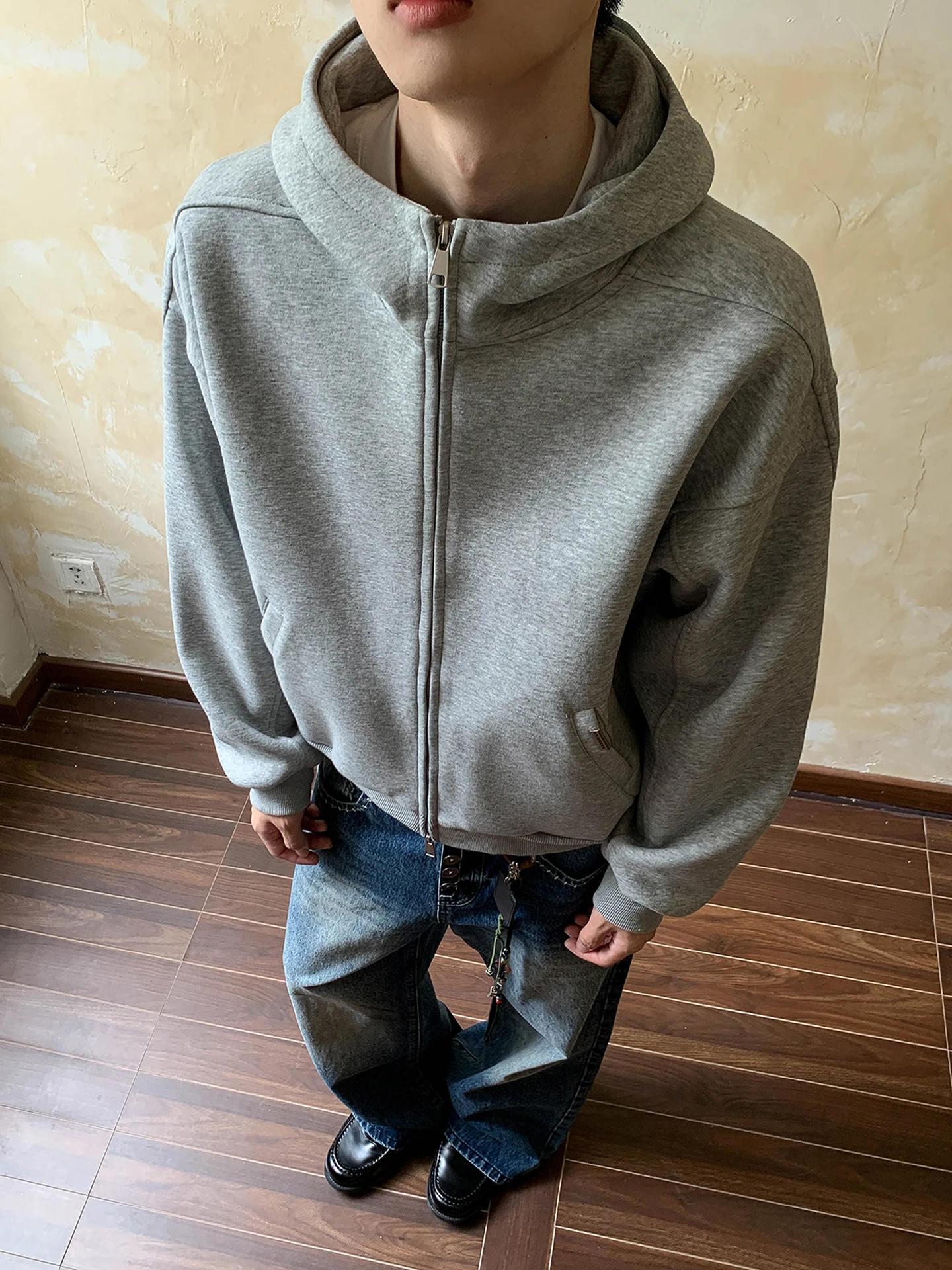 

Мужская толстовка Cleanfit с высоким воротником, американского стиля, плотная, модная, износостойкая, с капюшоном, для осени