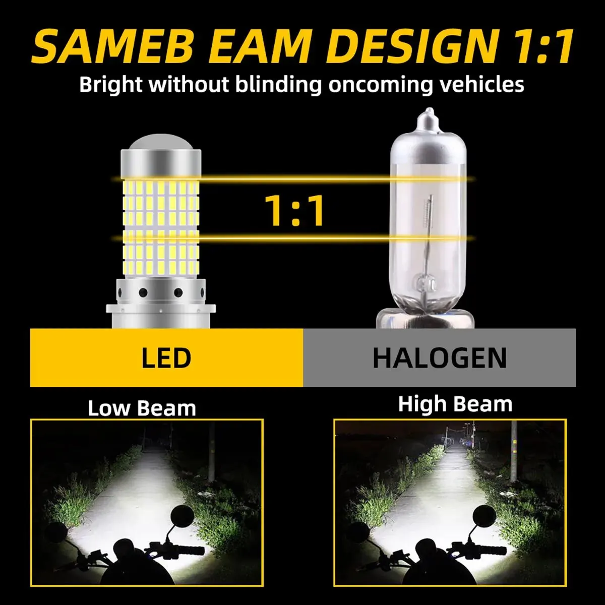 1PCS H4 P15D BA20D Motorcycle Headlight Bulbs 144 SMD Super Bright White 12v LED Headlamp Fog Light Spotlight Play and Plug