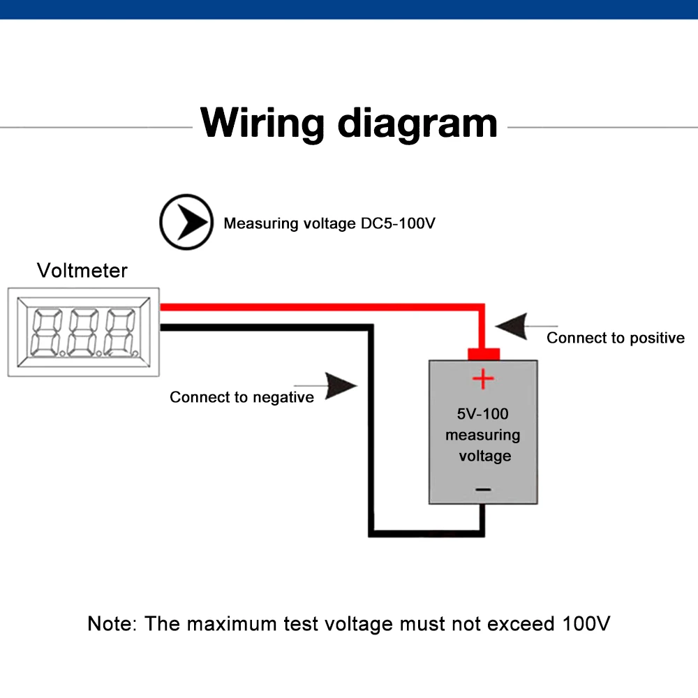 DC 4-100V LED Digital Display Circular Two-wire Voltmeter DC Digital Voltmeter Head Display Reverse Connection Protection