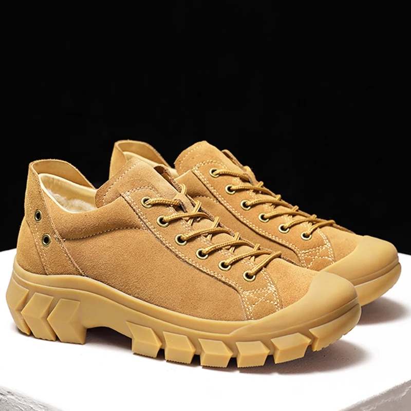 

Уличная морозостойкая зимняя обувь, мужская зимняя обувь на рост 6 см, увеличивающая рост, интегрированная противоскользящая теплая хлопковая обувь из овчины и шерсти