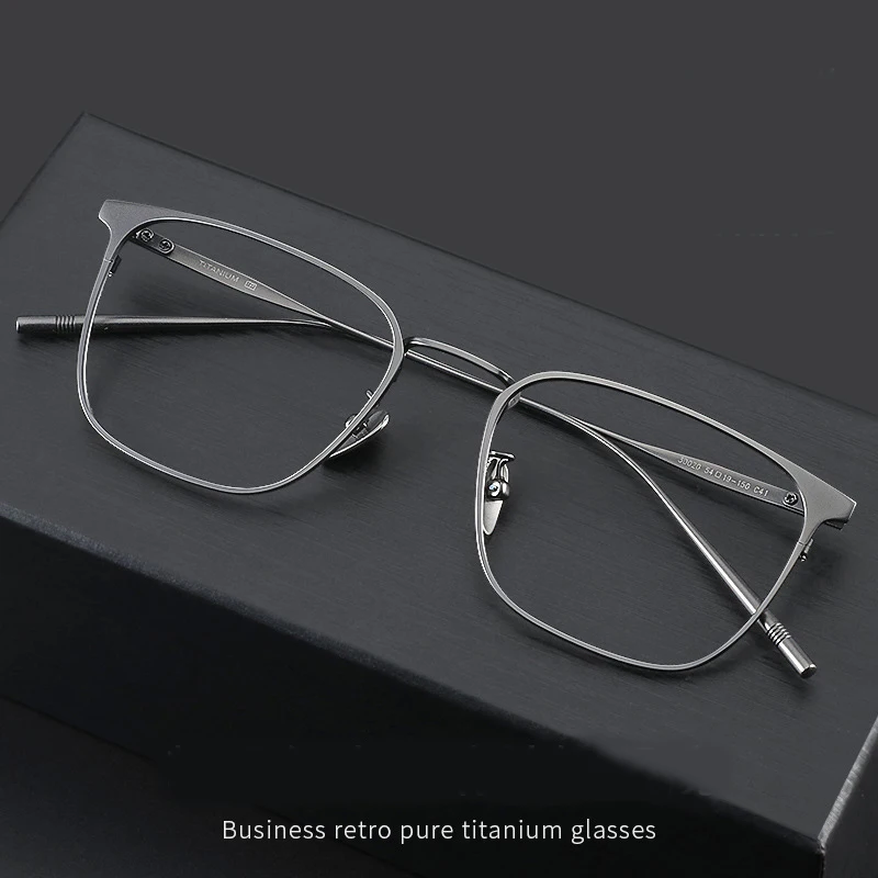 

Ultra Light Pure Titanium Glasses Frame for Men's Business Retro Casual Square Eyeglasses