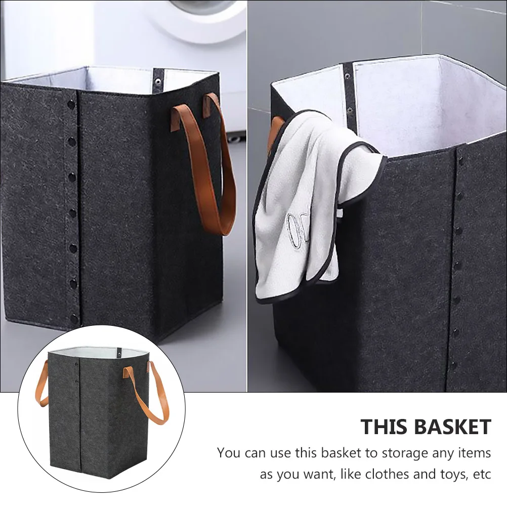 

Basket Folding Clothes Bathroom Laundry Baskets Foldable Washing Felt Dirty Organizer Grey Storage