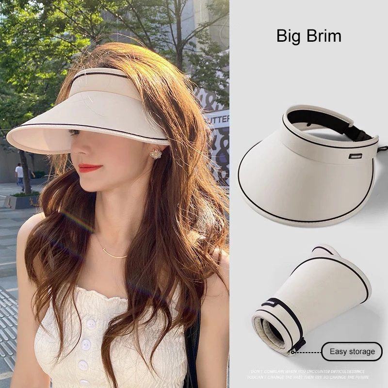 

Korean Sun Hats for Women Wide Brim UV Protection Summer Sun Hat Beach PFolding Visors