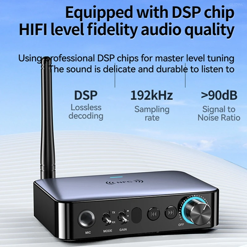 Bluetooth Audio Receiver Transmitter NFC AUX 2RCA U-Disk TF 6.5 Mic Coaxial Optical DSP Decoding HIFI Wireless Adapter