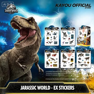Kayou Official Jurassic World EX Series Stickers Blind Box Dinosaur Pattern Decorative Sticker for Scrapbooking Decoration
