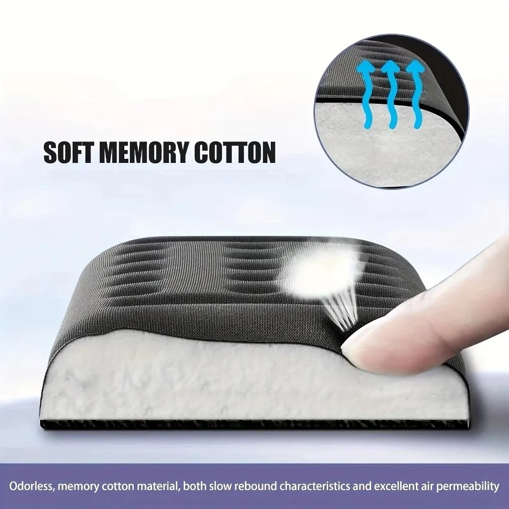 Black Memory Foam Car Armrest Elbow Pad PU Breathable Wrist Rest Sweat-Absorbent Anti-Slip Car Wrist Pad For Mouse Keyboard