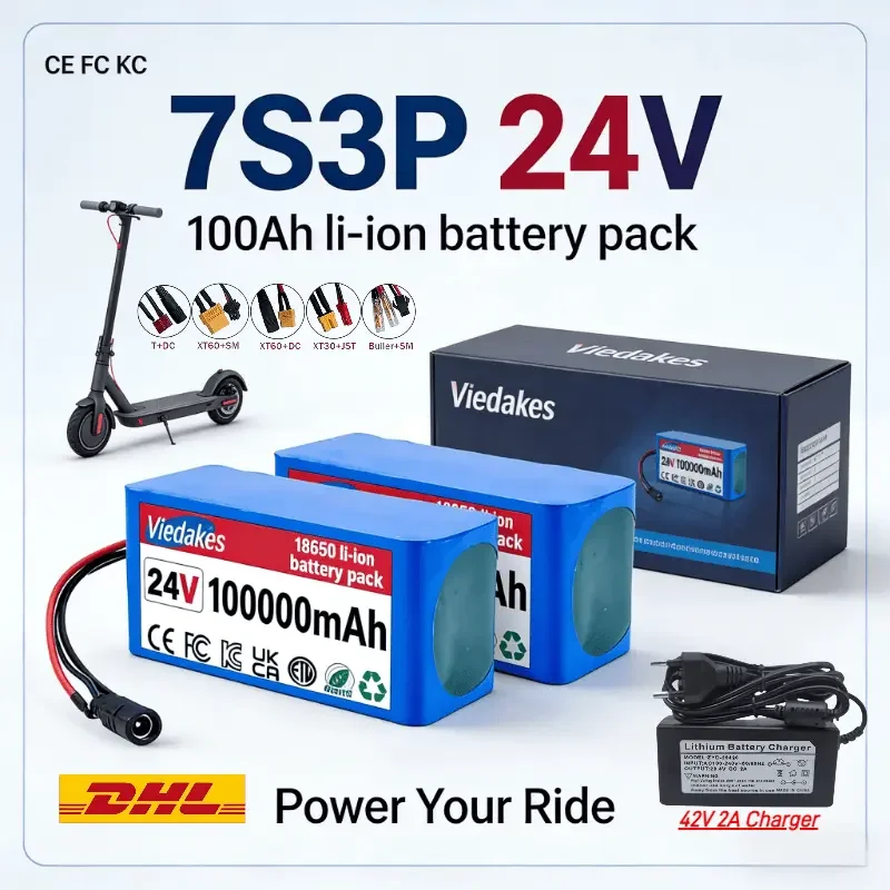 

VIEDAKES 18650 7S3P Batería 24V Battery With Charger For Solar Energy Storage Overcharge Protection★