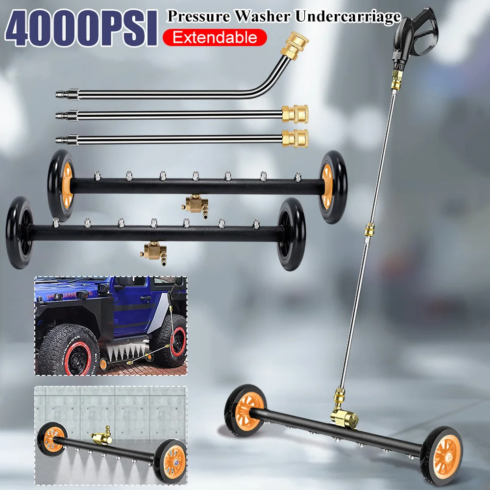

4000PSI мойка высокого давления, очиститель поверхностей ходовой части, выдвижной 3-ходовой 1/4 быстрый разъем, водяная метла для пола шасси автомобиля ﻿