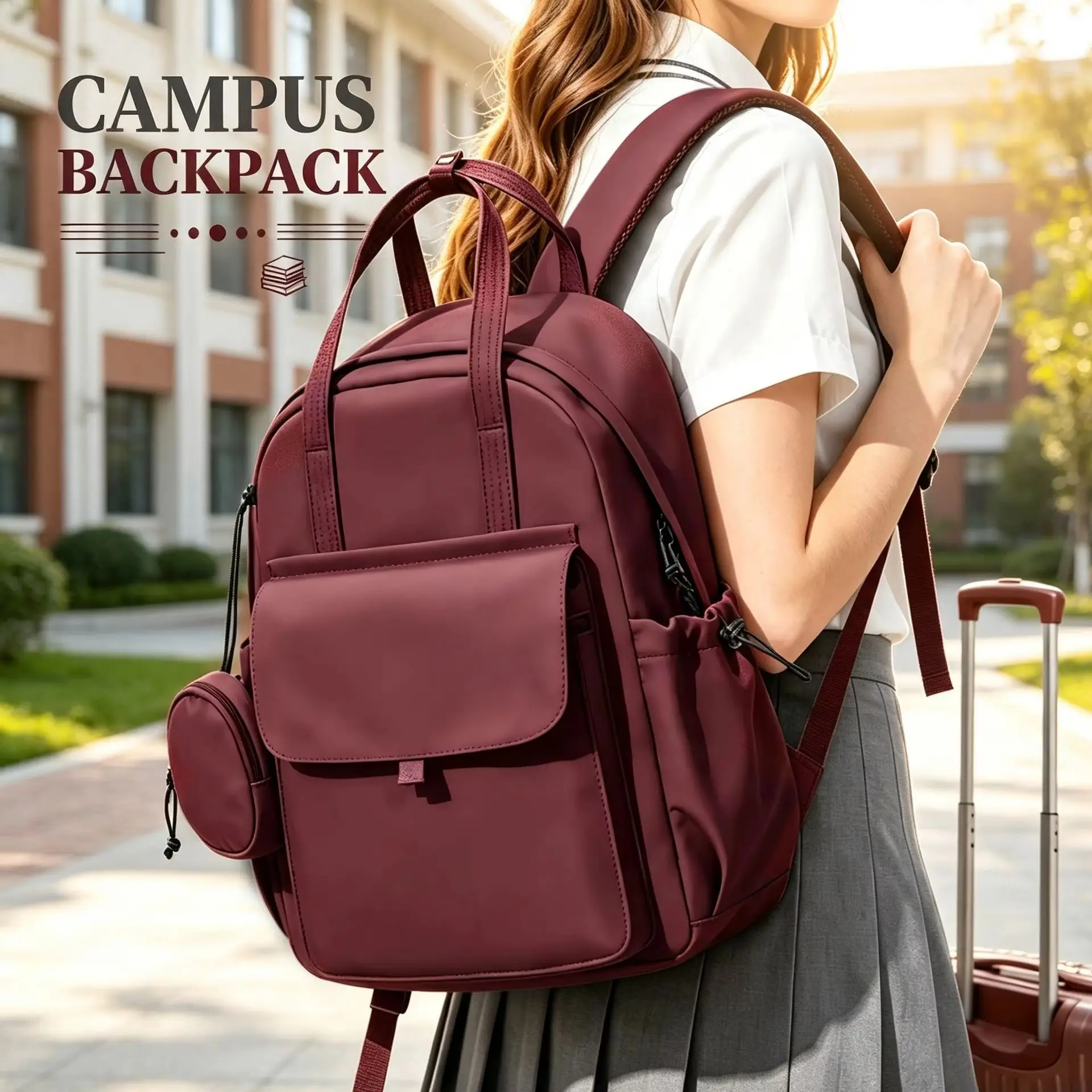 Casual Backpack, Back-To-School Essential School Backpack for Teens, Large Capacity Anti-Theft Daypack School Bag with Card Bag
