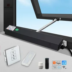 Smart WiFi Window Opener TUYA APP Control, Phone App Control Electric Open Window with Wall Switch Running Trip Closer Black