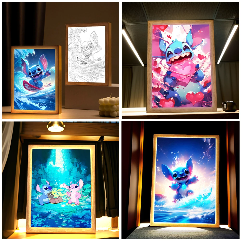 

Anime Lamps Stitch Light Painting Photo Frame Led Night Light Child Room Wall Bedside Table Decorate Christmas Gifts Moon Lamp