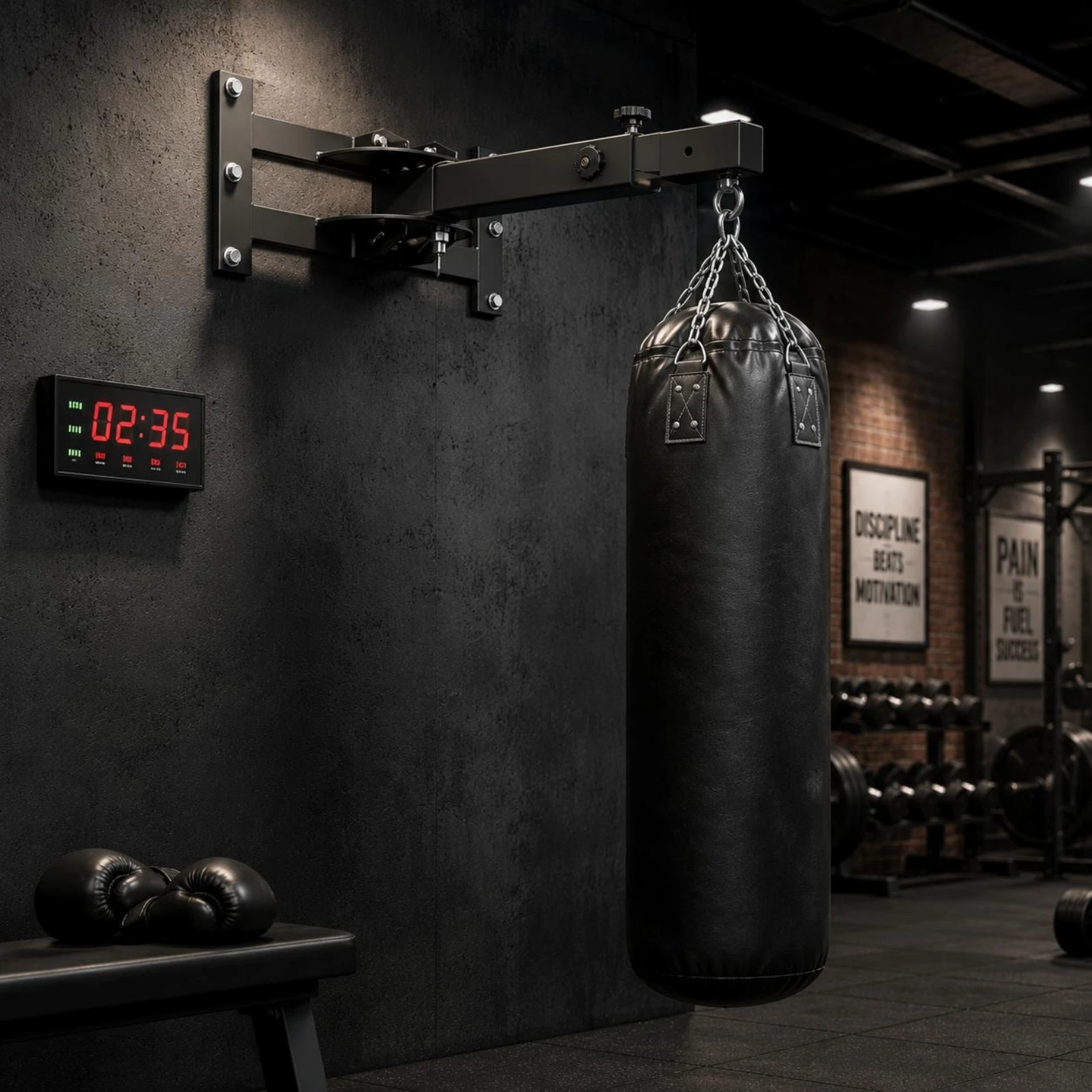 support-mural-pour-sac-de-frappe-lourd-materiel-inclus-support-mural-pour-sac-de-boxe-support-pour-sac-de-sable-d'entrainement-equipement-sportif-en-metal-noir
