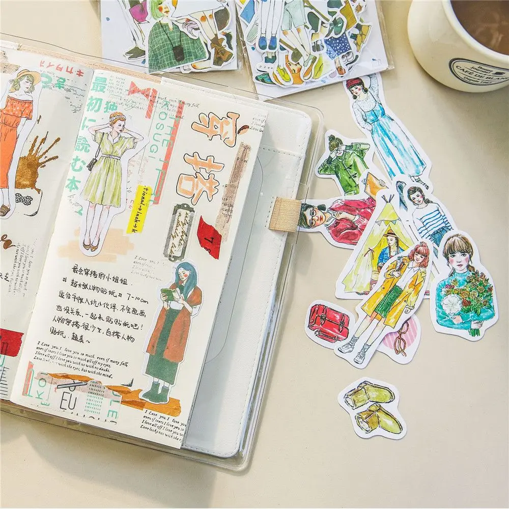 Kawaii Cute Self-Adhesive Paper Stickers - Fashion Girls DIY Scrapbooking Diary Notebook Decor & Package Sealing Stickers