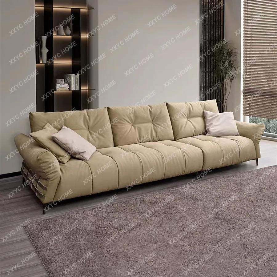 

L New trendy wabi-sabi wind matte small apartment fabric sofa straight row