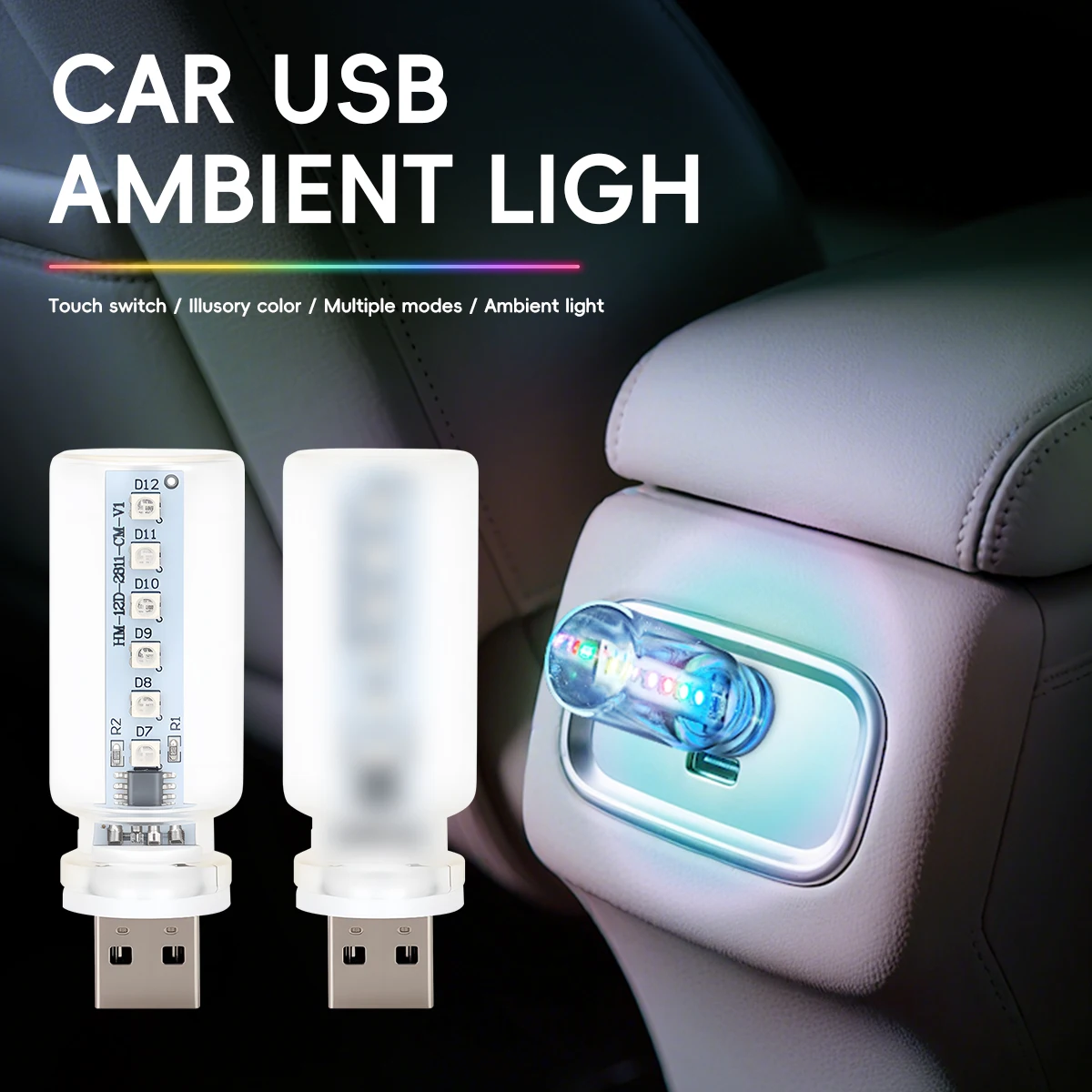USB Led Night Light Bulb Dimmable Multicolored Rgb Frosted Glass Cover Touch Sensor Reading Lighting Bedside Laptop Bedroom Car