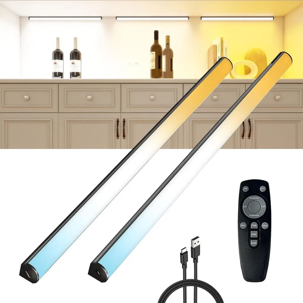 

Under Cabinet Lighting Wirelwith Remote,Rechargeable Battery Operated Closet Lights,3 Color Magnetic Dimmable led Strip Lights,U