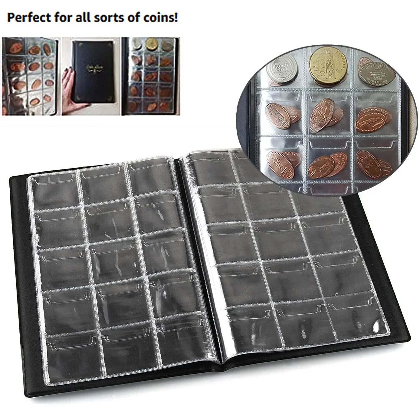 Coin Collection Book for Collectors.Holds 150 Coins and Coins Collecting Album for Coin Currency Collection Supplies,Pennies