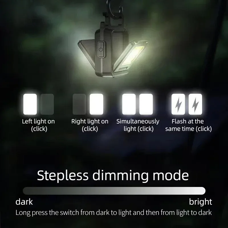 USB Rechargeable Mini Keychain Lamp COB LED Work Light 90 Degree Rotation Portable Multifunctional Camping Emergency Light