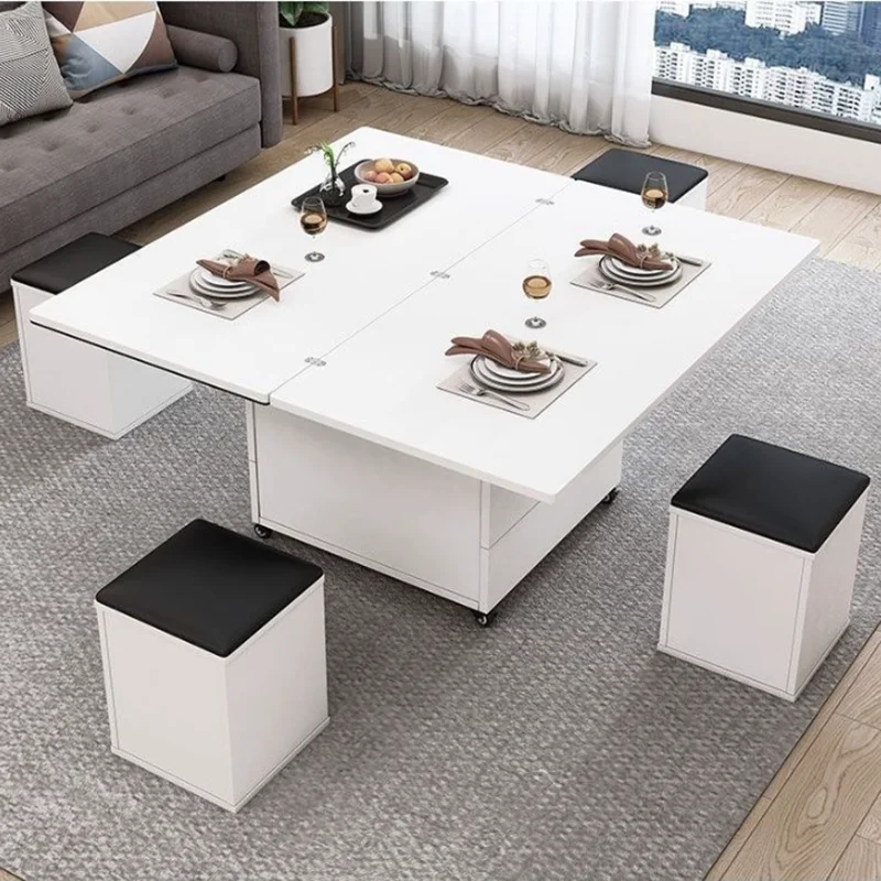 European Beige Coffee Tables Livingroom Beige Wooden Multifunction Coffee Tables Space Saving Stolik Kawowy Furniture Home
