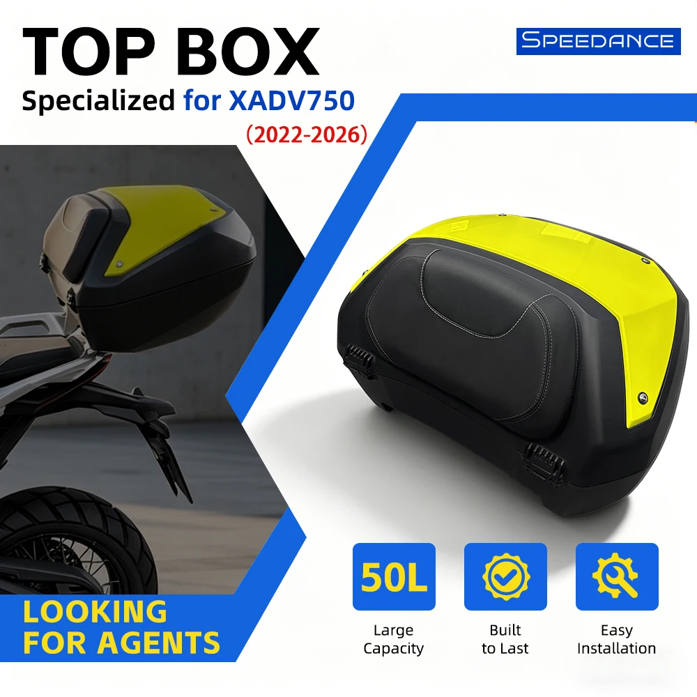 SPD 50L Tail Box Motorcycle For Honda XADV750 Hard Shell Top Rear Luggage Tool Box LargeCapacity Detachable With Safe Lock
