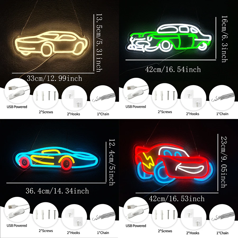 Car Series Neon Sign For Wall Decor,Light Up Sign For Man Cave Decor,Car Room,Auto Repair Shop,Party,Gift For Car Enthusiast