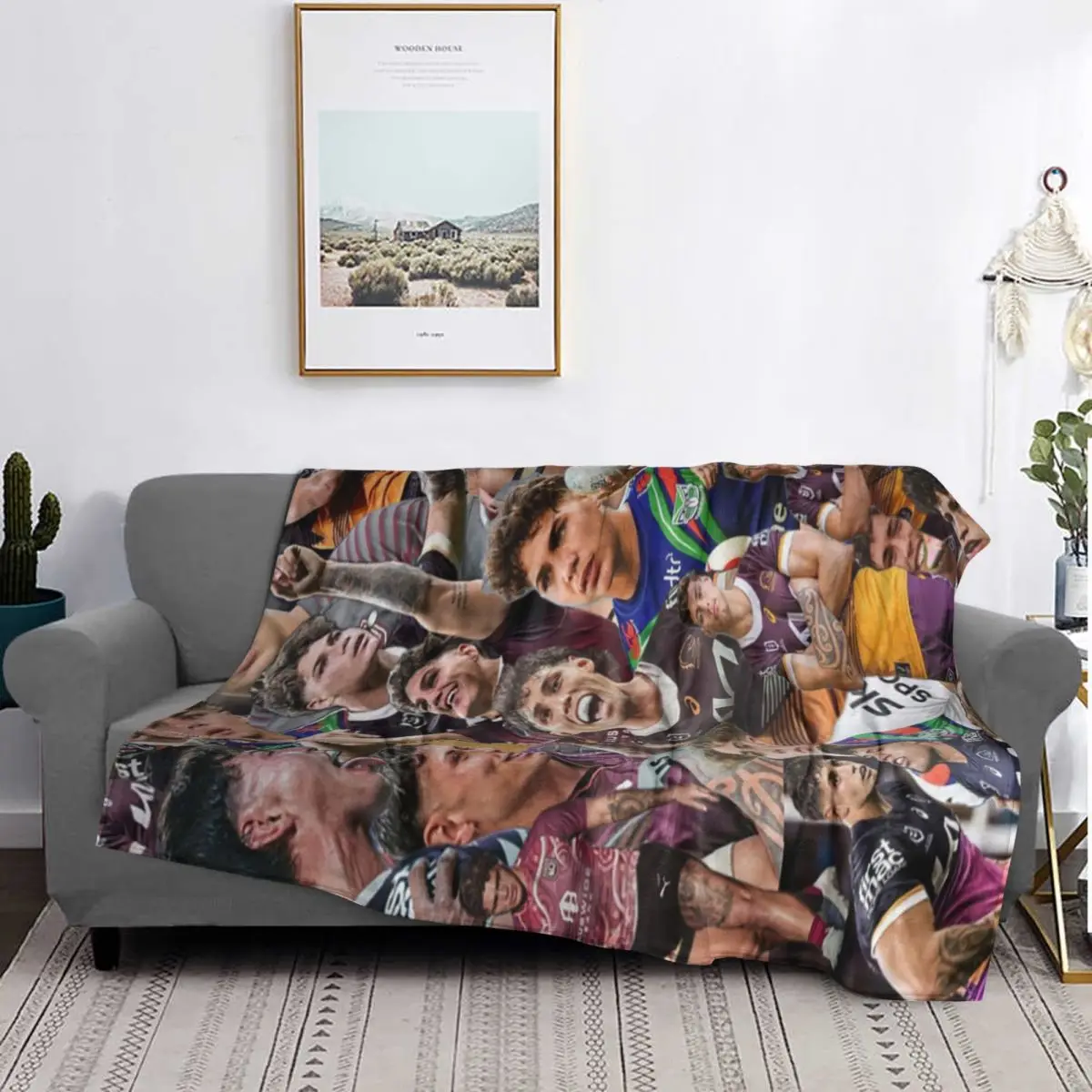 

Reece Walsh Nrl Hot Collage Photos Blanket Soft Warm Flannel Throw Blanket Bedspread for Bed Living room Picnic Travel Home Sofa