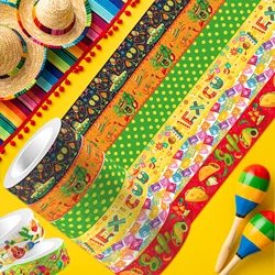12 Rolls Cartoon Mexican Cinco de Mayo Party Washi Tape Sticker Handbook Material Masking Tape Stationery Scrapbooking Supplies