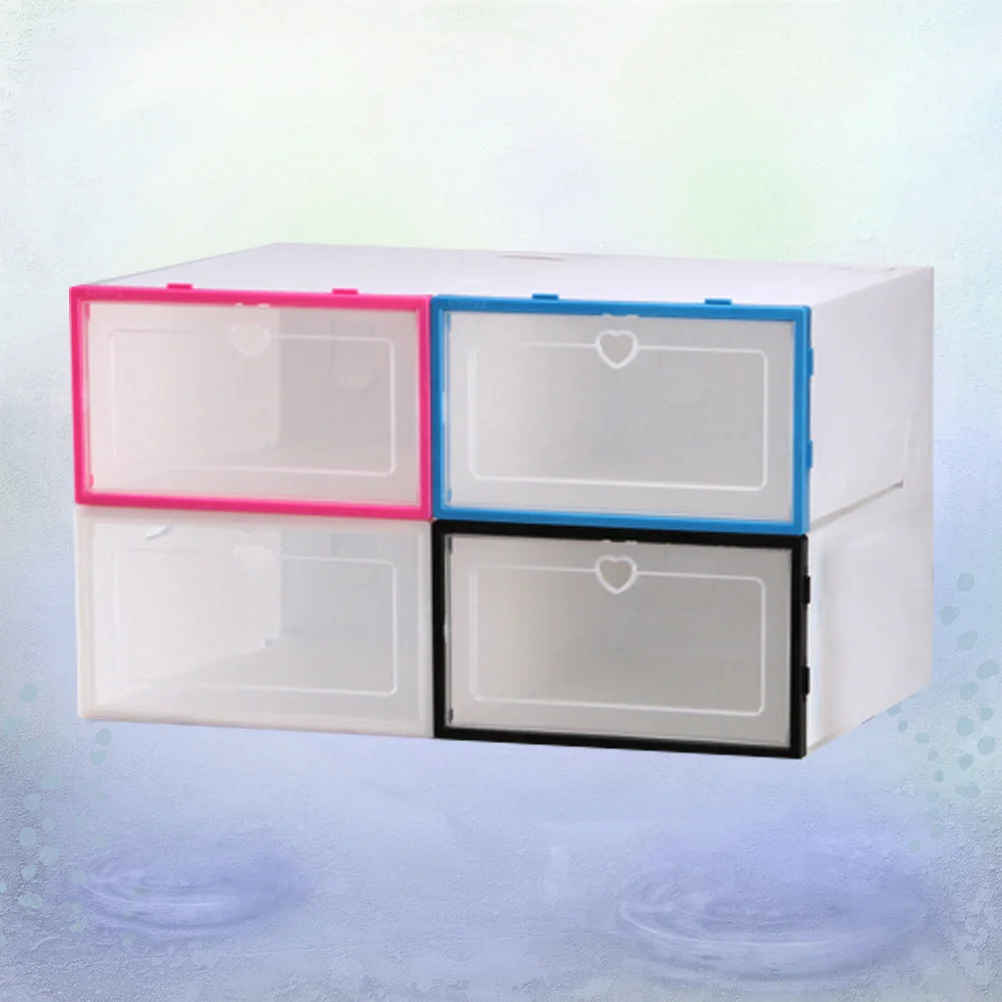 

4Pcs Flip Top Shoe Box Sturdy Dust Proof Storage Container for Shoes Socks Underwear Clothing Handbags Belts Scarves Tools