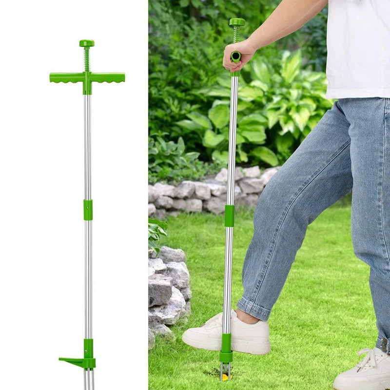 Lawn/Garden Stainless Steel Stand-Up Weeder Rustproof Root Puller Tool Foot Pedal Weed Extractor With Claw Gripper